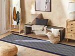 Area Rug Navy Blue Polyester 80 X 300 Cm Runner Geometric Pattern Living Room Bedroom Hallway Traditional Beliani