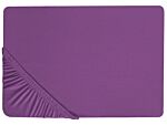 Fitted Sheet Purple Cotton 180 X 200 Cm Elastic Edging Solid Pattern Classic Style For Bedroom Beliani