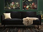 Sofa Bed Dark Black Velvet Fabric Modern Living Room 3 Seater Wooden Legs Track Arm Beliani