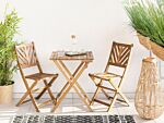 3 Piece Bistro Set Light Solid Acacia 2 Chairs And Tea Table Folding Slatted Design Beliani