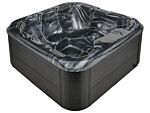 Hot Tub Grey Acrylic 200 X 200 Cm 31 Jets Aluminium Exterior With Led Heating Beliani