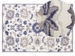 Area Rug Beige And Blue Wool 140 X 200 Cm Thick Dense Pile Oriental Pattern Beliani