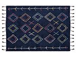 Area Rug Black Cotton 140 X 200 Cm Rectangular Hand Tufted Beliani