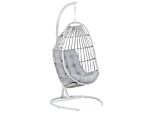 Hanging Chair Pe Rattan Light Grey Outdoor Indoor Patio With A Stand Modern Swing Chair Beliani
