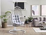 Hanging Chair Pe Rattan Light Grey Outdoor Indoor Patio With A Stand Modern Swing Chair Beliani