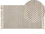 Area Rug Beige Jute And Cotton 80 X 150 Cm Fringed Hand Woven Boho Hallway Bedroom Beliani