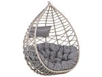 Hanging Chair Grey Rattan Metal Frame Indoor-outdoor Basket Shape Boho Beliani