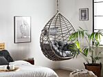 Hanging Chair Grey Rattan Metal Frame Indoor-outdoor Basket Shape Boho Beliani