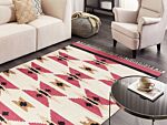 Kilim Area Rug Multicolour Cotton 160 X 230 Cm Handwoven Reversible Flat Weave Geometric Pattern With Tassels Traditional Boho Living Room Bedroom Beliani