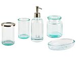 5-piece Bathroom Accessories Set Green Glass Glam Soap Dispenser Soap Dish Toothrbrush Holder Cup Beliani