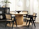 Dining Table Light Wood Mdf Rubberwood Base 120 Cm Round For 4 People Modern Dining Room Beliani