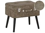 Stool With Storage Beige Corduroy Upholstered Black Legs Suitcase Design Buttoned Top Beliani