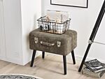 Stool With Storage Beige Corduroy Upholstered Black Legs Suitcase Design Buttoned Top Beliani