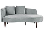 Chaise Lounge Light Grey Velvet Polyester Upholstery Left Hand Dark Wood Legs Extra Throw Pillows Modern Design Living Room Furniture Beliani