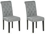 Set Of 2 Dining Chairs Grey Fabric Glam Modern Design Black Wooden Legs Beliani