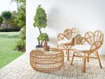 Bistro Set Natural Rattan 74 X 61 X 88 Cm 2 Chairs 1 Coffee Table Outdoor Indoor Boho Rustic Beliani