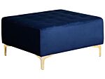 Ottoman Navy Blue Velvet Tufted Fabric Modern Living Room Square Footstool Gold Legs Beliani