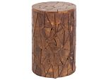 Side Table Light Teak Wood Round Shape Natural Colour Retro Country Beliani