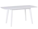 Dining Table White Wooden Legs 120 - 160 X 80 Cm Rectangular Scandinavian Style Beliani