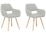 Set Of 2 Dining Chairs Light Grey Fabric Upholstery Light Wood Legs Modern Eclectic Style Beliani