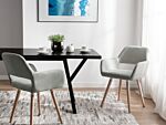 Set Of 2 Dining Chairs Light Grey Fabric Upholstery Light Wood Legs Modern Eclectic Style Beliani