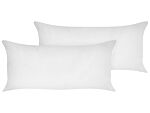 Two Bed Pillows White Lyocell Japara Cotton Rectangular 40 X 80 Cm Polyester Filling Low Profile Sleeping Cushion Bedroom Beliani