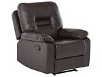 Recliner Chair Brown Faux Leather Push-back Manually Adjustable Back And Footrest Beliani