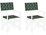 Set Of 2 Garden Chairs Replacement Fabrics Polyester Multicolour Olives Pattern Sling Backrest And Seat Beliani