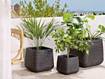 Large Plant Pot Black Polyresin Outdoor Garden Square 28 X 27 Cm Uv Resistance Beliani