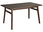 Dining Table Dark Rubberwood 140 X 80 Cm Rectangular For 4 People Retro Traditional Dining Room Beliani