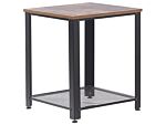 Side End Table Dark Wood Tabletop Metal Black Frame Industrial Shelf Square 45 Cm Beliani