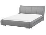 Waterbed Grey Fabric Eu Super King Size 6ft Accessories Wave Reduction Large Headboard Modern Beliani