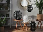 Lantern Black Willow Wood And Glass 41 Cm Round Indoor Outdoor Scandinavian Beliani