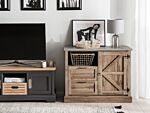 Sideboard Light Wood Finish 100 X 40 X 79 Cm 1 Door Cabinet With 2 Drawers Beliani