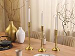 Set Of 3 Candlesticks Gold Metal Glamour Handmade Dining Room Bedroom Beliani