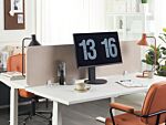 Desk Screen Beige Pet Board Fabric Cover 160 X 40 Cm Acoustic Screen Modular Mounting Clamps Home Office Beliani