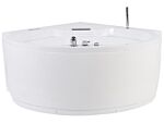 Corner Whirlpool Bath Acrylic White Massage Jets ⌀ 150 Cm With Led Bluetooth Speaker Beliani