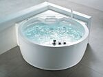 Corner Whirlpool Bath Acrylic White Massage Jets ⌀ 150 Cm With Led Bluetooth Speaker Beliani