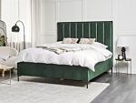 Bed Frame Green Velvet Eu King Size 5ft3 With Ottoman Storage Padded Headboard Black Metal Legs Beliani