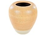 Decorative Vase Orange And Beige Terracotta 34 Cm Handmade Painted Retro Vintage-inspired Design Beliani