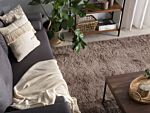 Shaggy Area Rug Light Brown Cotton Polyester Blend 200 X 300 Cm Fluffy Dense Pile Beliani