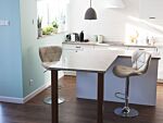 Set Of 2 Bar Stool Beige Faux Leather Swivel Adjustable Height Modern Kitchen Bar Chair Beliani