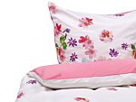 Duvet Cover And Pillowcase Set White And Pink 155 X 220 Cm Cotton Flower Print Modern Bedroom Beliani
