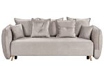 Sofa Bed Taupe Polyester Velvet Fabric 234 X 104 X 77 Cm Convertible Sleeper Storage Additional Cushions Removable Covers Modern Living Room Bedroom Beliani