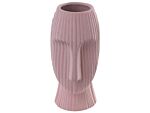 Flower Vase Pink Stoneware 25 Cm Decorative Table Accessory Face-shaped Minimalist Beliani