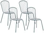 Set Of 4 Garden Dining Chairs Light Blue Steel Modern Rust Resistant High Back Beliani