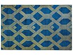Rug Blue With Gold Geometric Pattern Viscose With Cotton 140 X 200 Cm Style Modern Glam Beliani