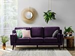 Sofa Violet 3 Seater Velvet Wooden Legs Classic Beliani