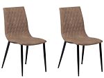 Set Of 2 Dining Chairs Light Brown Faux Leather Upholstered Quilted Backrest Black Legs Armless Vintage Design Beliani