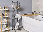 3 Tier Wire Basket Stand Black Metal With Castors Handles Detachable Kitchen Bathroom Storage Accessory For Towels Newspaper Fruits Vegetables Beliani